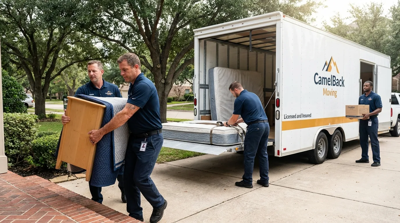 Crew loading residential truck for cross-state move from Walnut Creek, CA