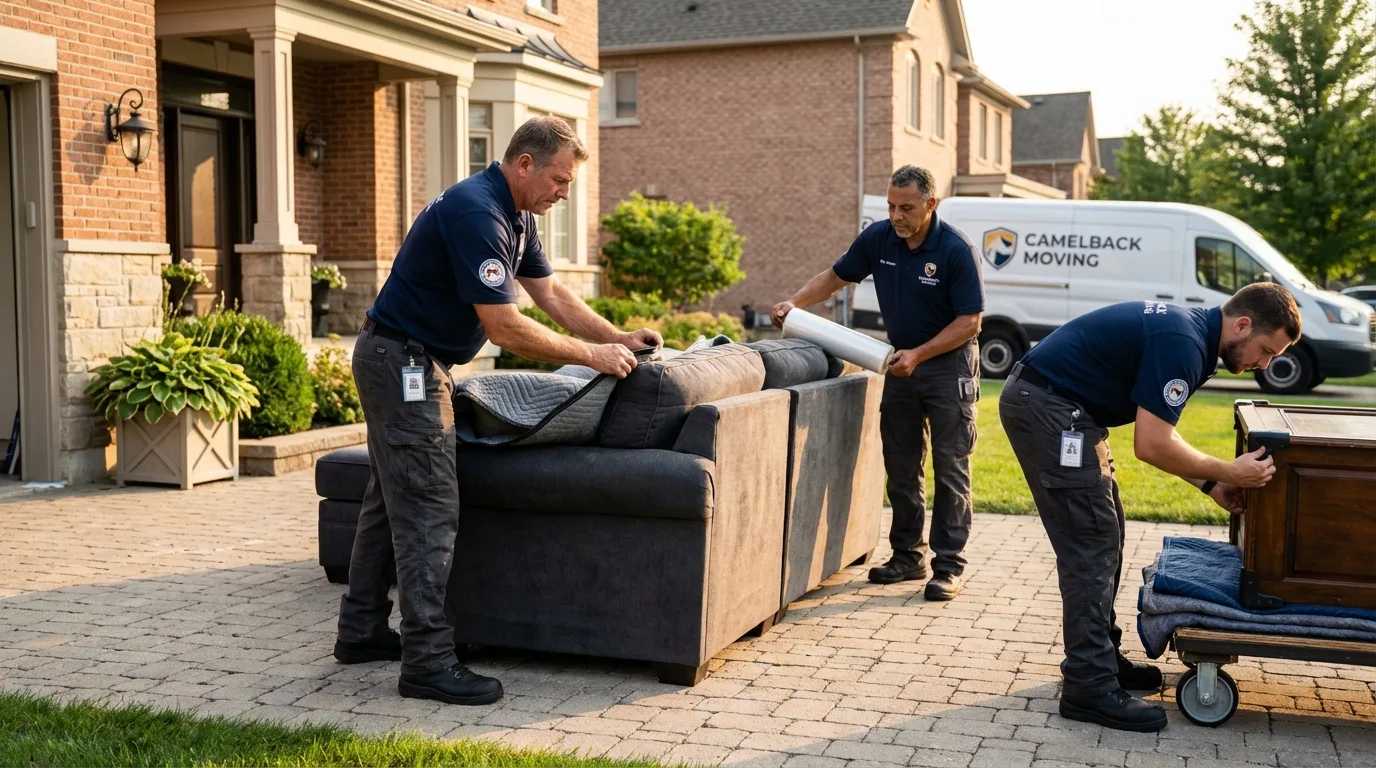 Large estate moving crew wrapping furniture in Walnut Creek, CA