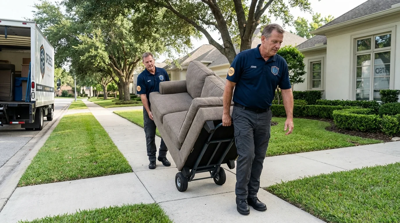 Local residential moving crew loading furniture in Walnut Creek, CA