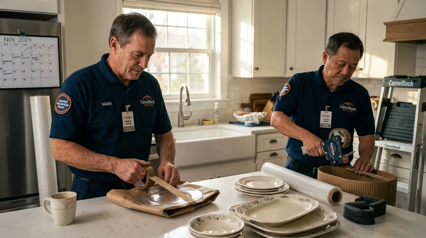 Professional crew packing kitchen dishware in Walnut Creek, CA